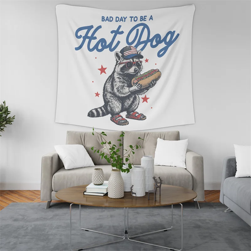 Gaslight Gatekeep Girlboss Bad Day to Be a Hot Dog Tapestry Funny 4th of July Wall Hanging for Bedroom Living Room Decor