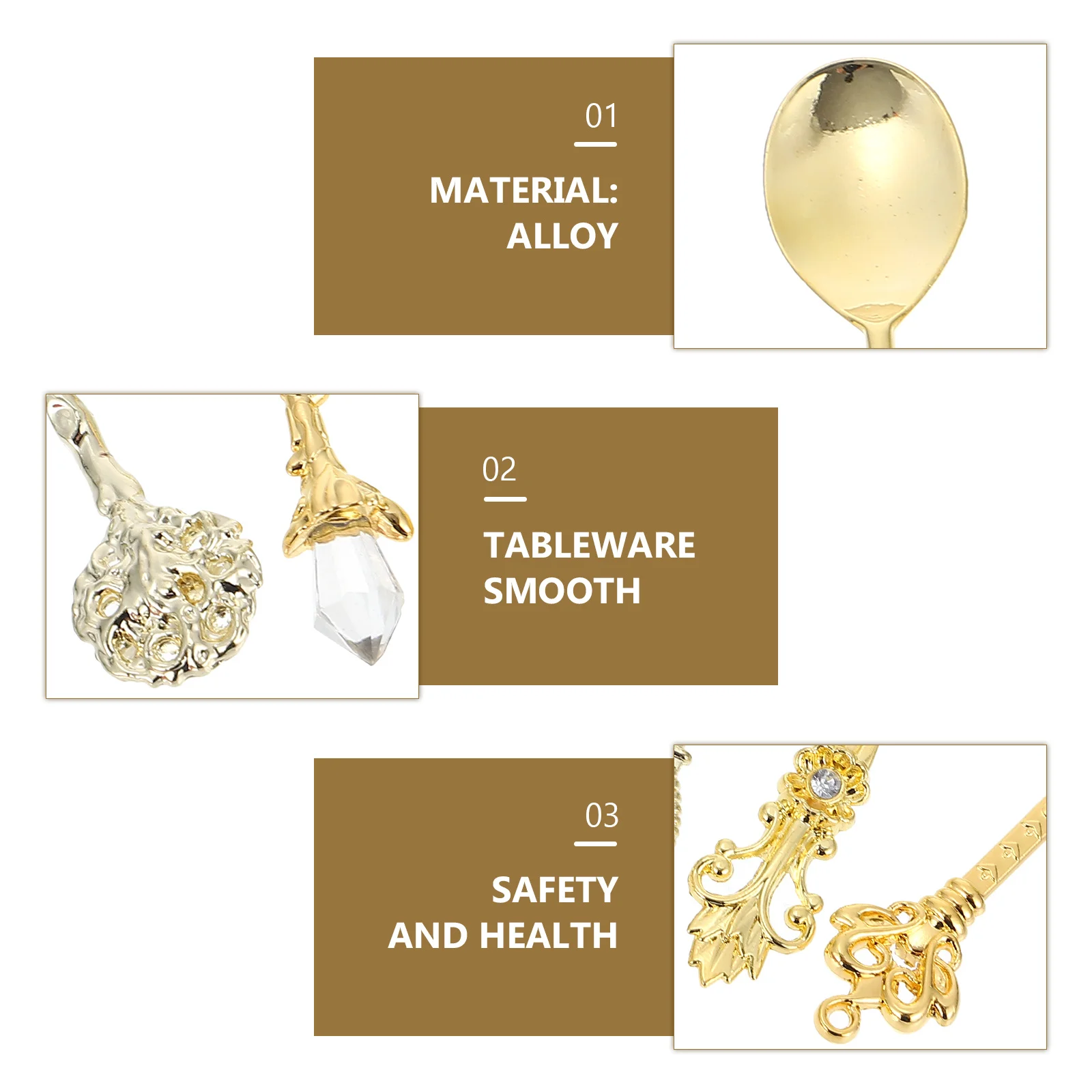 

6Pcs Court Style Retro Coffee Spoon Set Exquisite Patterns Western Cutlery for Home Bar Milk Tea Shop Golden Coffee Spoon