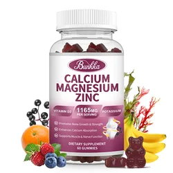 BUNKKA Calcium Magnesium Zinc Gummies with Vitamin D3 Potassium Magnesium Bone Growth&Strength Muscle Builder Sleep Quality