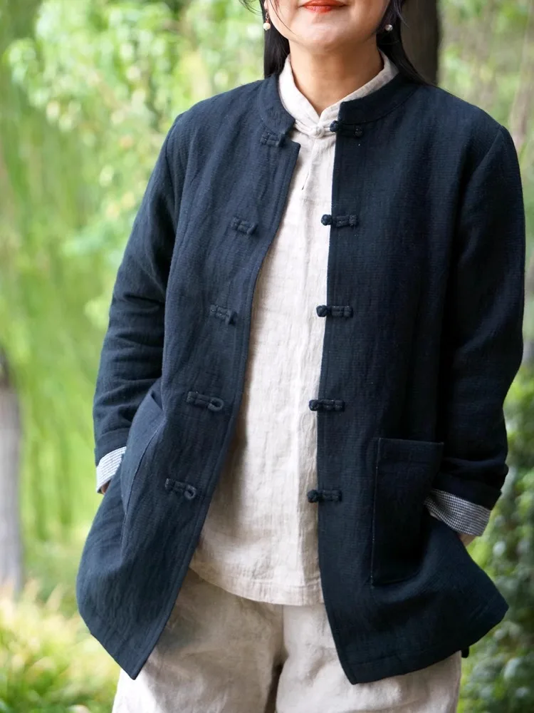 

Commute Original Sle Mid-Length Jaet Collared Women's Outerwear Bla Blue Spring Autumn Qingyu Cabinet Innerwear