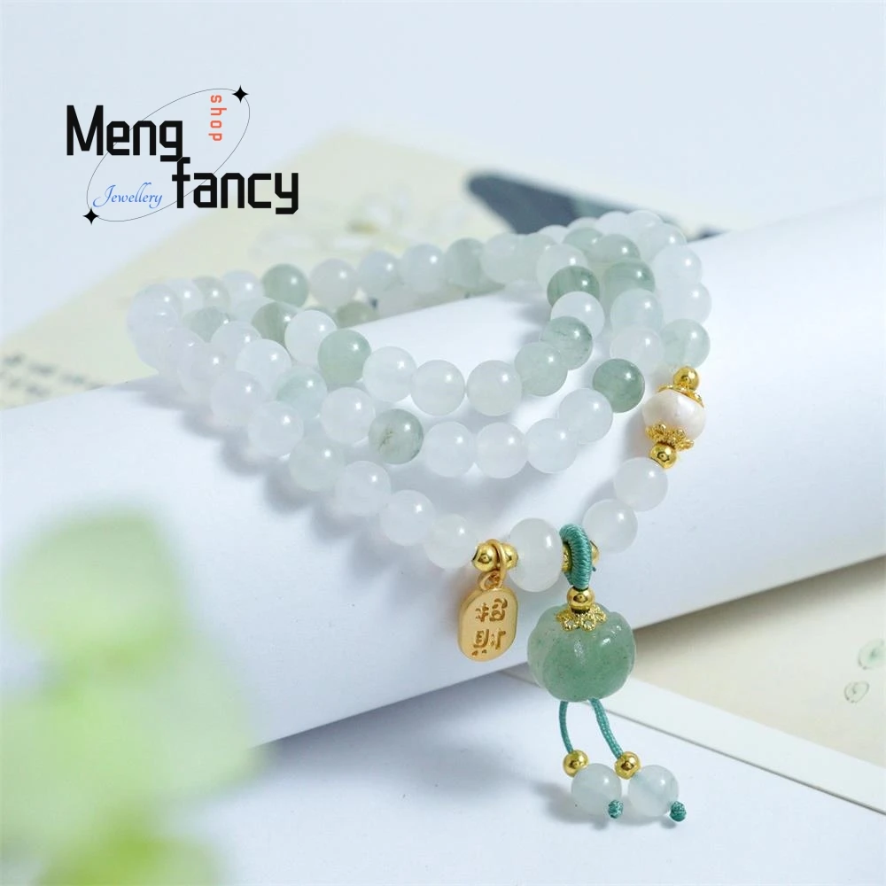 Natural Tianshan Cui Triple Loop Pumpkin Bracelet 6mm Sexy Young Girls Exquisite Elegant Simple High-grade Fashion Fine Jewelry