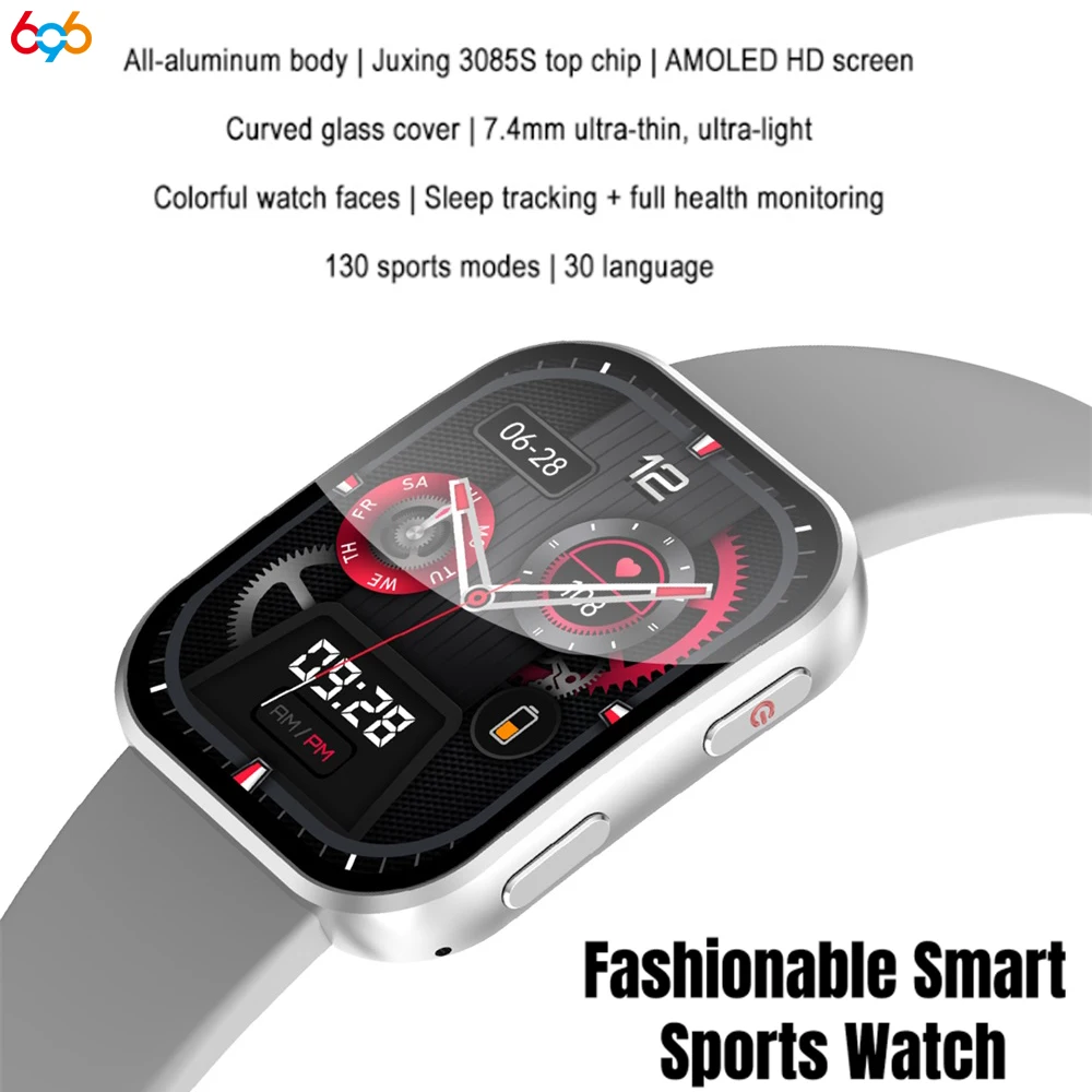 

7.4mm Ultra-thin Watch Body Smart Watch Women BT Call Smartwatch Heart Rate AMOLED Curved Screen Sports Information Reminder Men