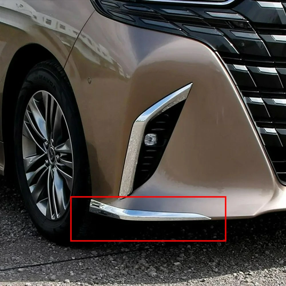 

For Toyota Alphard Vellfire 40 Series 2023 2024 Steel Car Front Bumper Corner Cover Trim anti-rub Lip Molding Cover Accessories