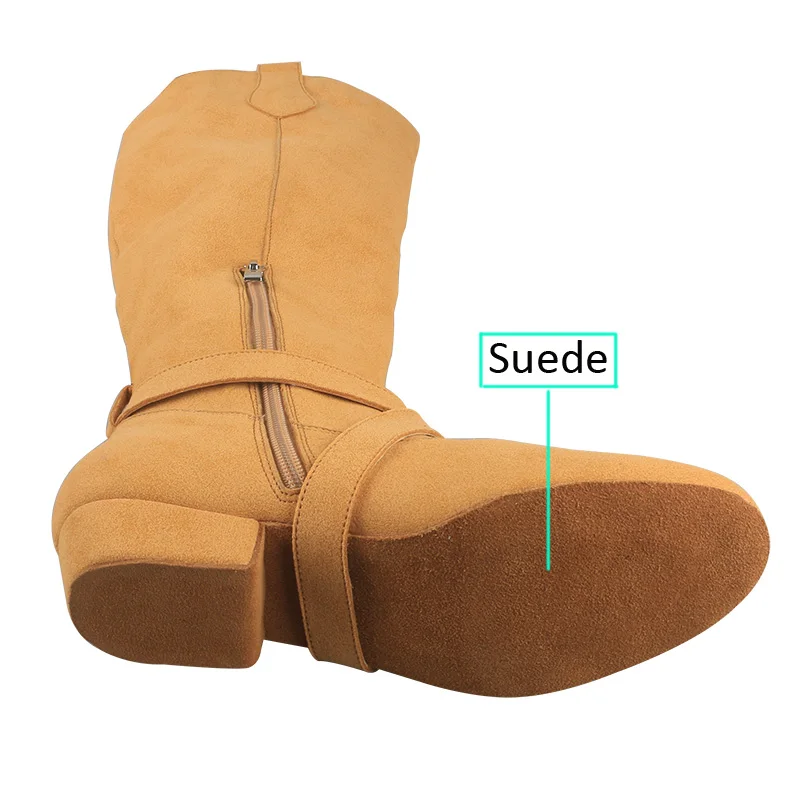 Venus Köder maßge schneiderte Wildleder sohle weiche kniehohe Tanz stiefel Aprikose kubanischen Absatz 2,5 cm/3cm/4cm Jouncing Tanz stiefel mit Reiß verschluss