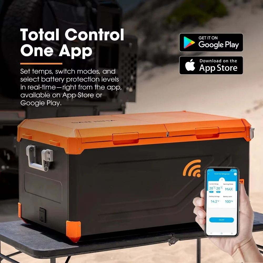 45L 60L 95L Car Fridge Freezer Dual Zone APP Control LG Compressor 12V 24V 240V With LED Light for Camping Travel Truck