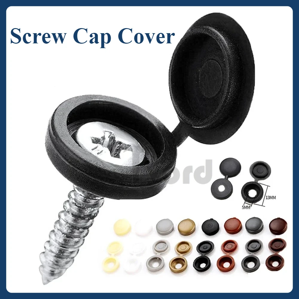 

100pcs Hinged Plastic Screw Cap Cover Nuts Fold Snap Protective Cap Button For Car Furniture Decorative Nuts Bolts Hardware