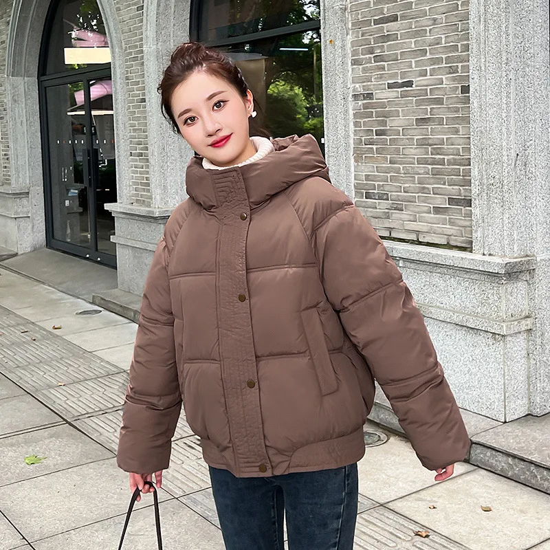 Abrigo coreano de invierno para mujer, Parka con capucha de manga larga, chaqueta acolchada gruesa y cálida, ropa de abrigo informal suelta,