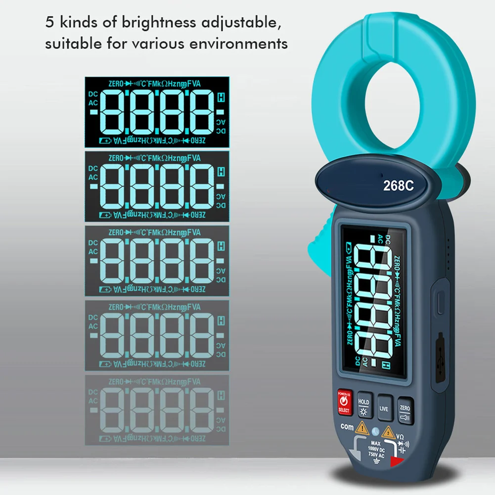 268C Digital Clamp Meter AC 60mA To 100A Leakage Current Tester Pliers Ammeter Measuring Current Voltage Multimeter Tools