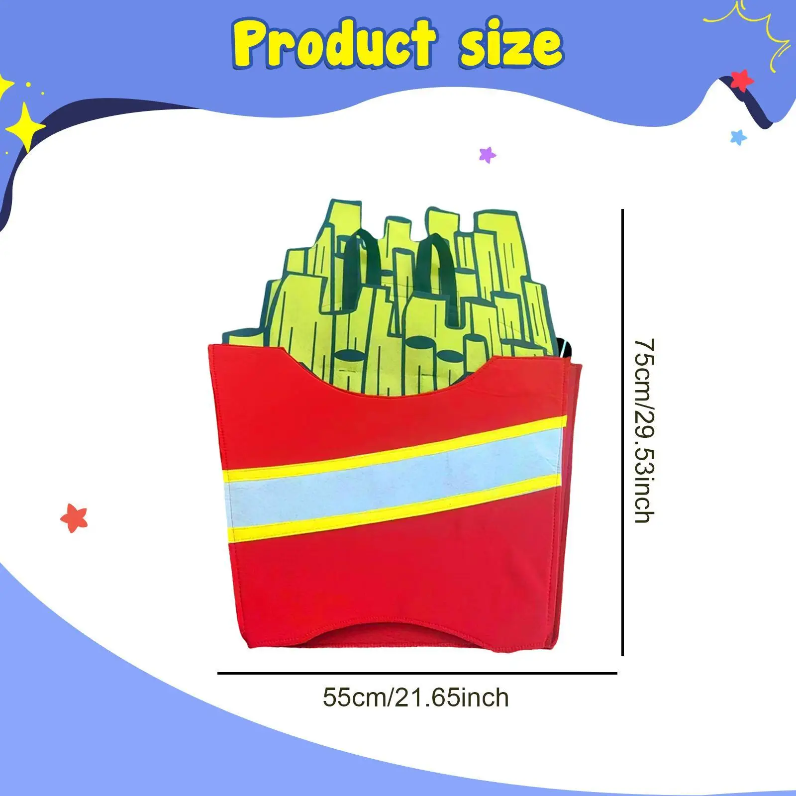 Pommes-Frites-Kostüm, wiederverwendbare Requisiten, Cosplay für Maskerade, Festival, Geburtstag