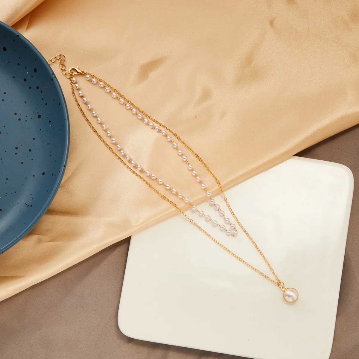 Vintage Elegante Simulierte Perlen-Halskette für Damen, Mehrschichtige Y-förmige Pulloverkette, Choker, Hochzeitsschmuck – Detail 30