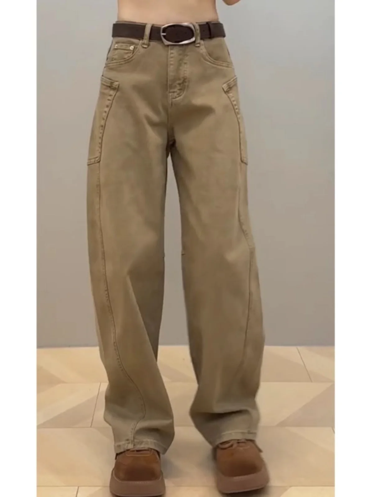 슬림핏 하이웨이스트 와이드 레그 데님 팬츠 여성용 가을 신상 슬림핏 부츠컷 팬츠 플러스 사이즈 여성용