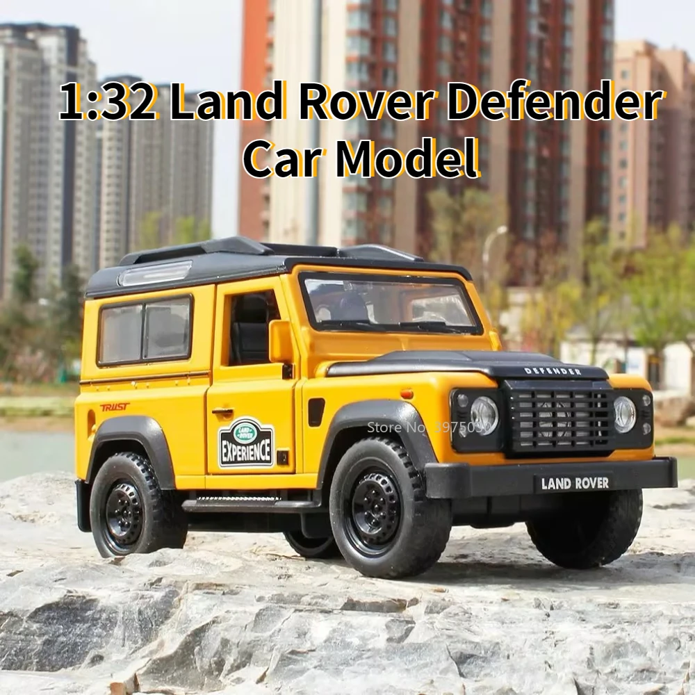 

1:32 Land Rover Defender Car Model Off-Road Vehicles Alloy Diecast Metal Toy with Pull Back Sound Light Collection Children Gift