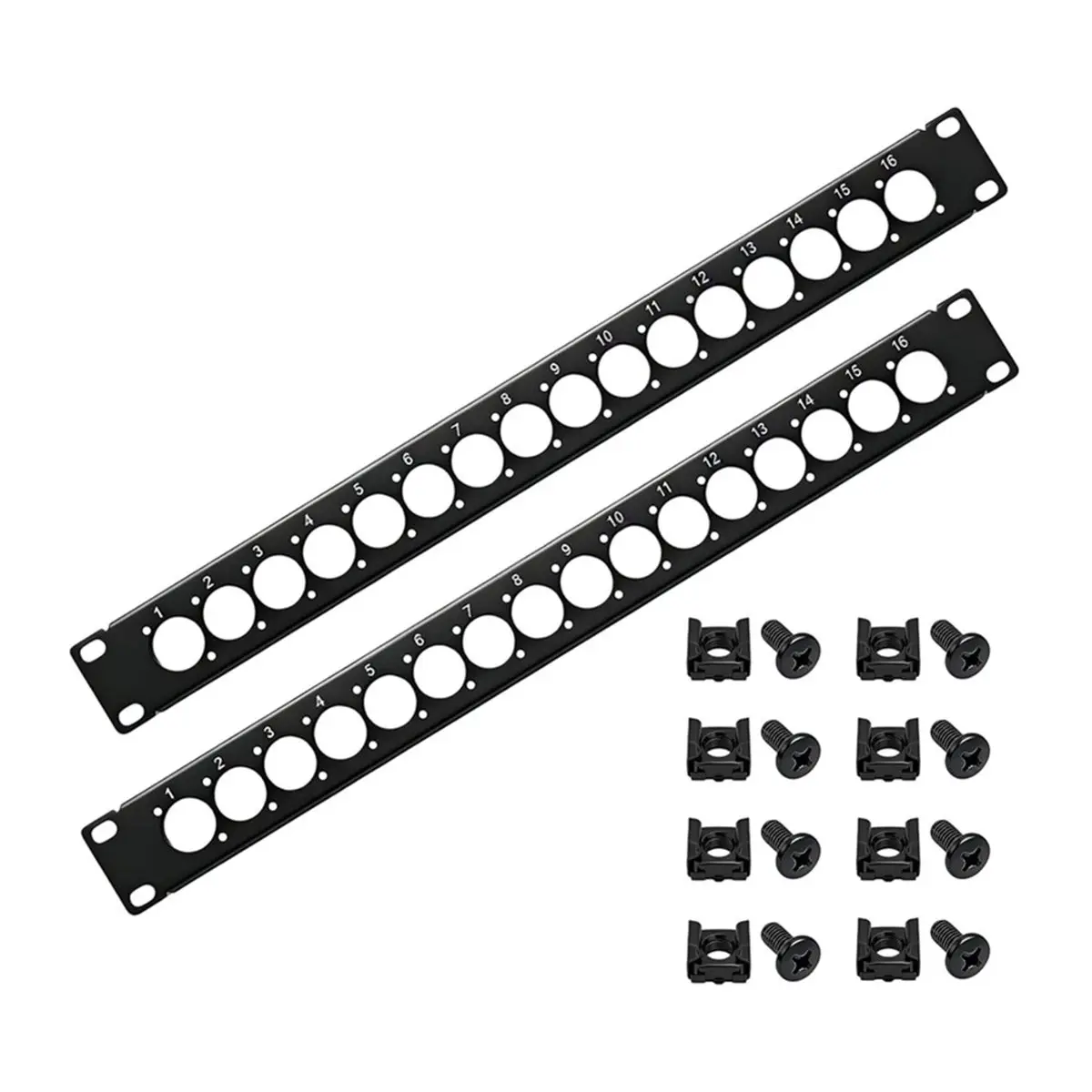 SCLS 2 Packs 1U Rack XLR Patch Panel , Punched Metal Rack Mount Audio Rack Mount Panel 1U16