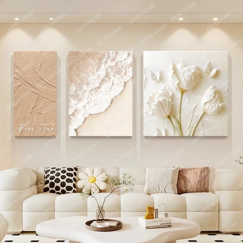 Living room decorative painting abstract flower sofa background wall simple mural
