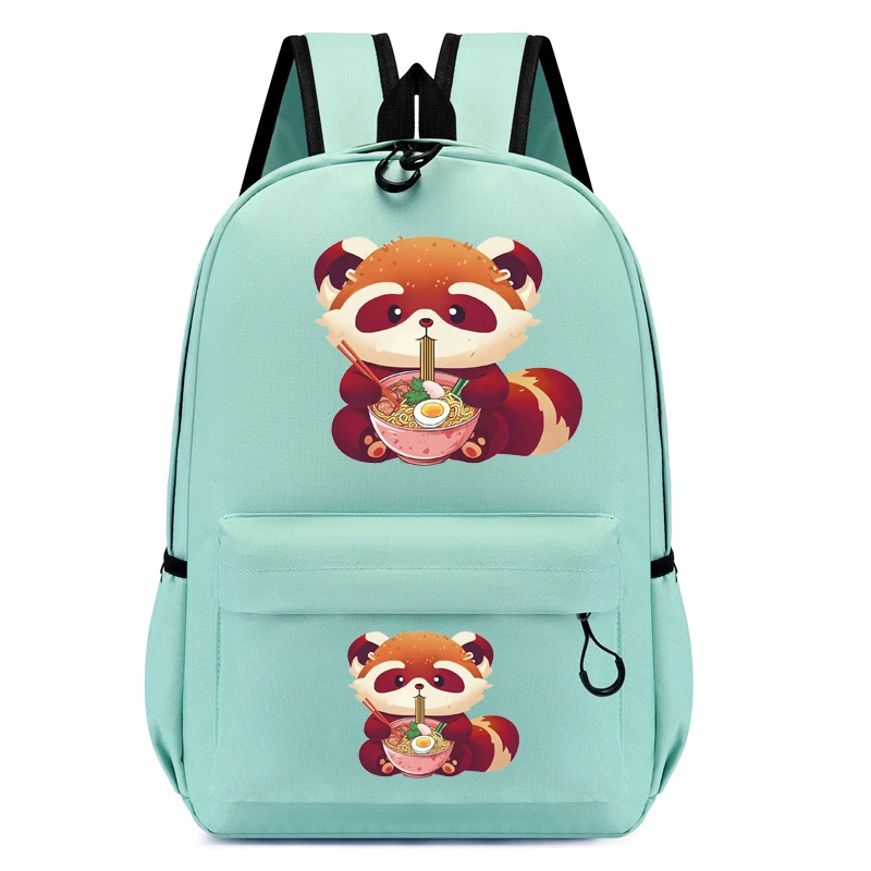 

Red Panda Anime Backpack for Women Red Panda Eating Ramen Cartoon Rucksack Teenager Bagpack Student School Bag Girls Travel Bags