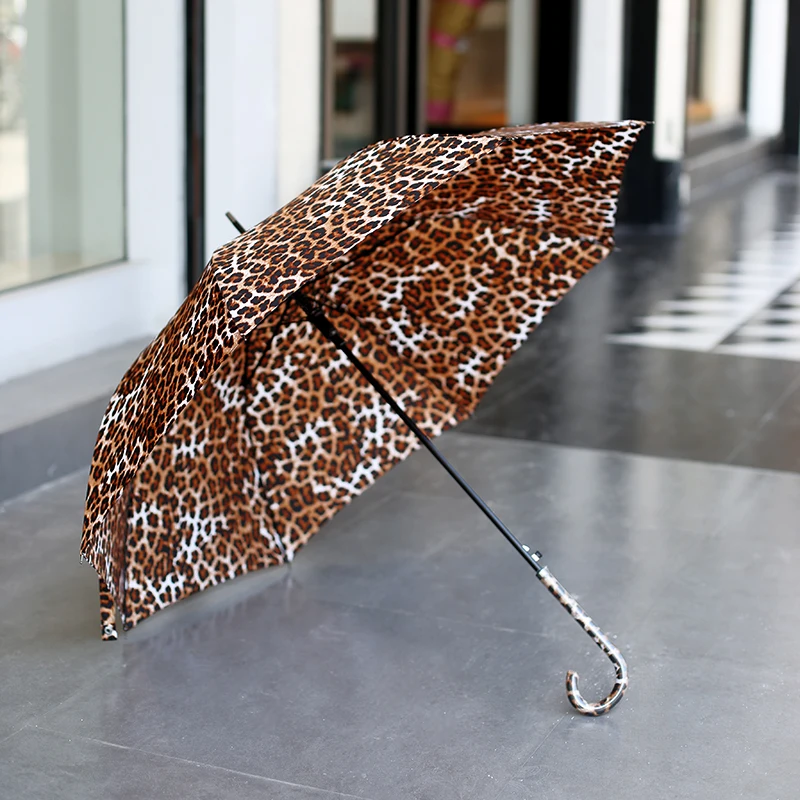 Fashion Umbrella Rain Women  Leopard Print Automatic Folding Long Handle Clear Umbrellas Anti UV Parasol Guarda Chuva Outdoor