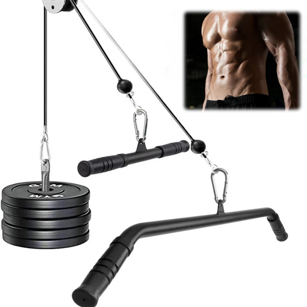 

39.37 Inch Curl Tricep Press Down Bar Fitness Equipment Cable Machine Attachment for Gym Strength Workout Muscle Building