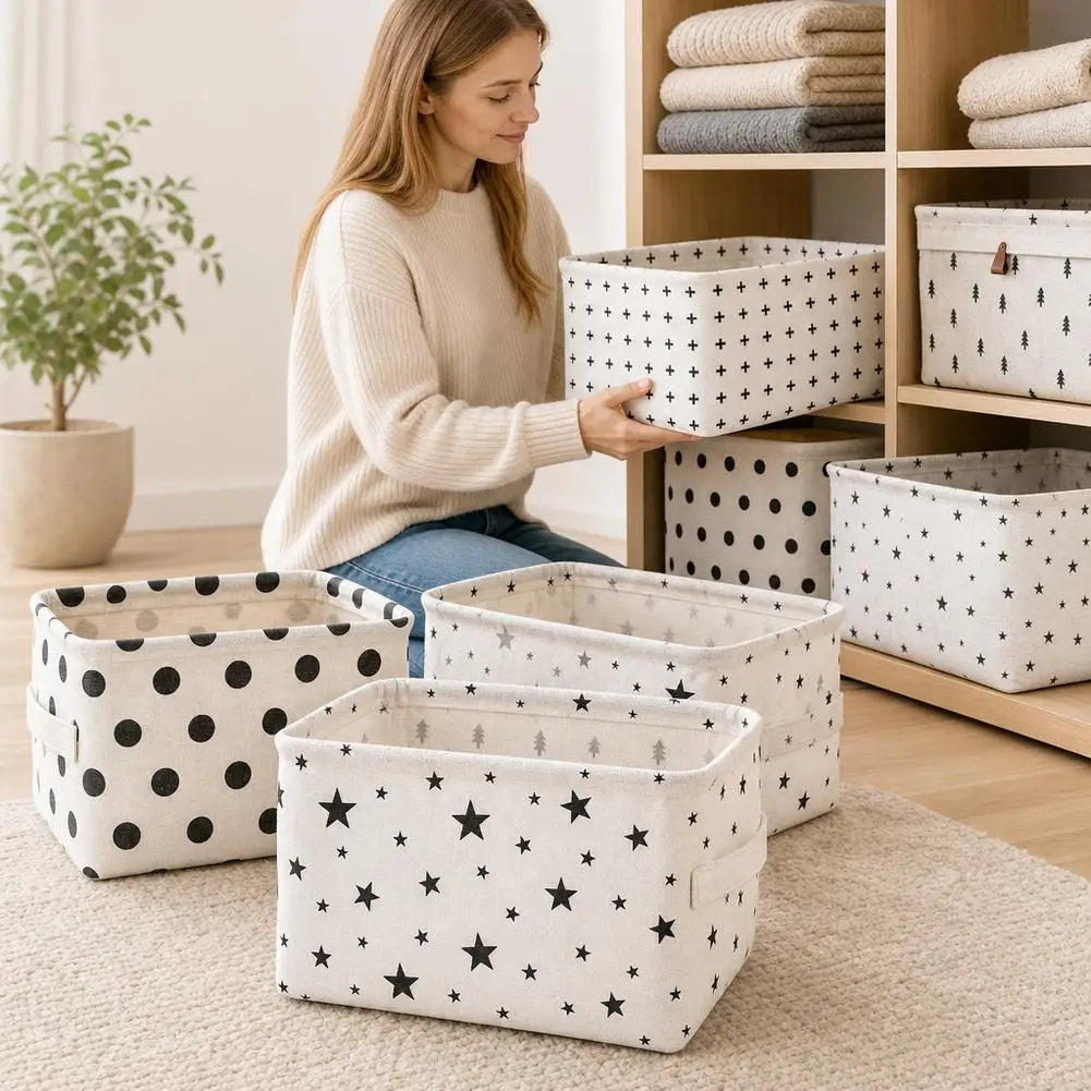 Storage Bins Linen Storage Baskets Collapsible Closet Organizer Box With Handles For Clothes Toys Towels