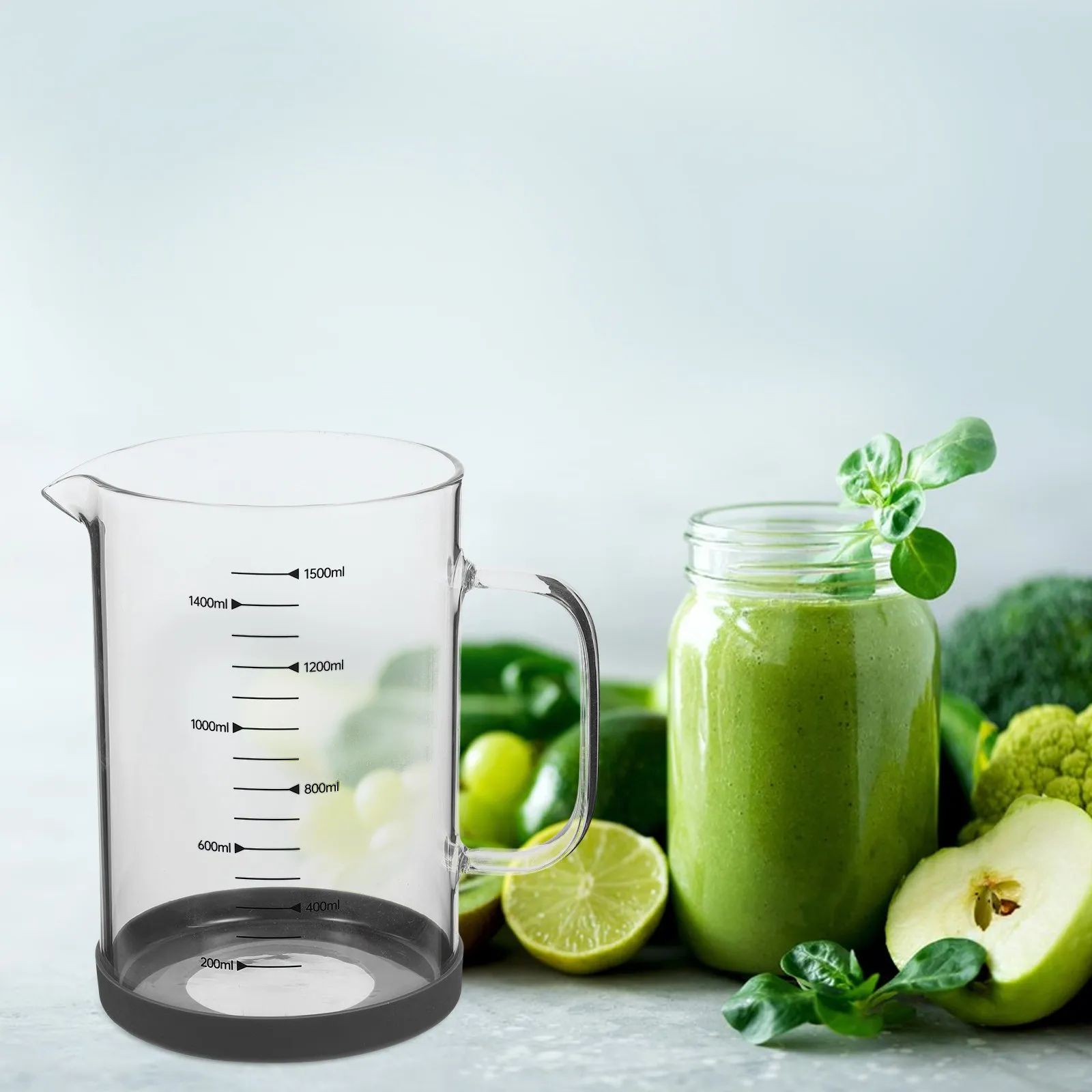 1500Ml Heavy Duty Glass Measuring Cup with Graduated Scale Ergonomic Handle and Spout for Coffee Shops Hotels Offices