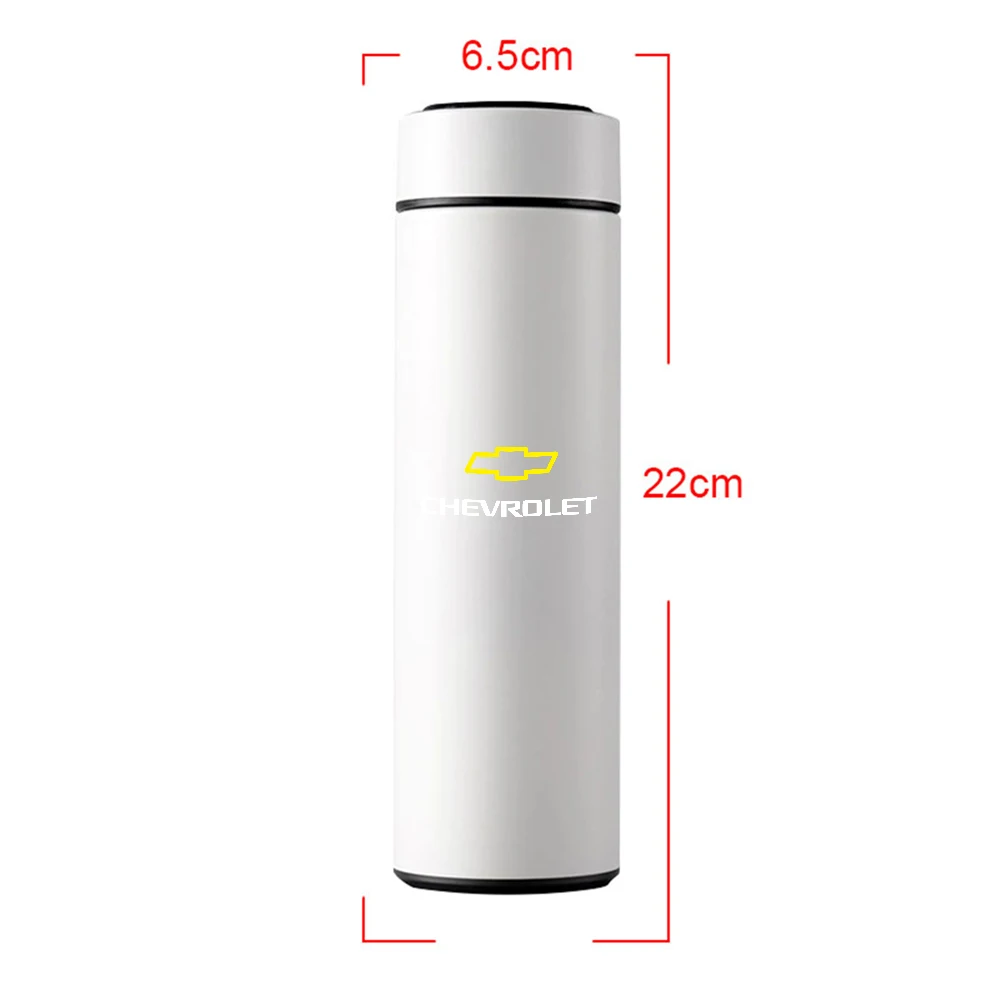 Car Smart Thermos Emblem Mug Water Bottle Temperature Display Cup For Chevrolet Cruze Captiva Trax Malibu Tahoe Equinox Impala