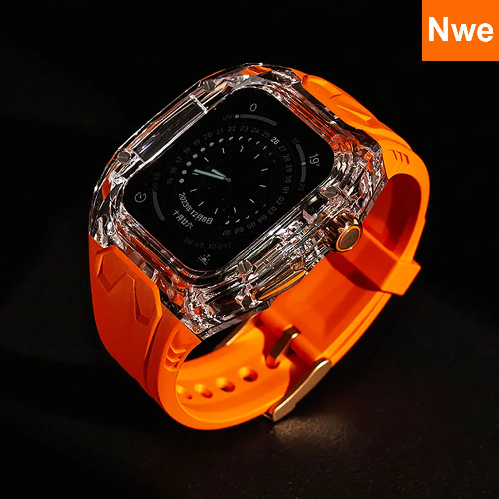 

Ремешок для часов RICHARD Mile для iWatch Series 10/Ultra2, 46 мм, 49 мм, 45 мм, 44 мм, 42 мм, хрустальный корпус + силиконовый ремешок для серии 9/8/7/SE2