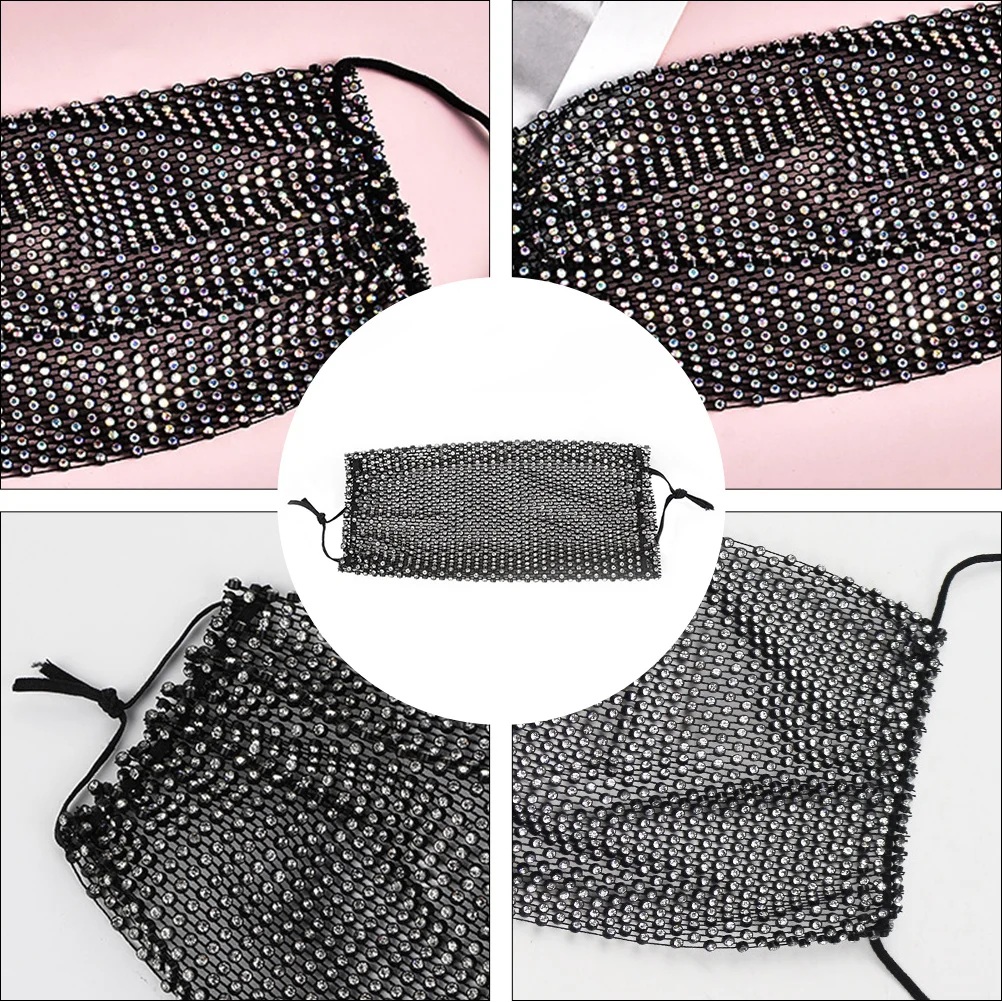 قطعة واحدة من قناع حجر الراين قناع وجه مزخرف عصري للنساء قابل للتنفس ومتين ومبتكر وأداء خارجي