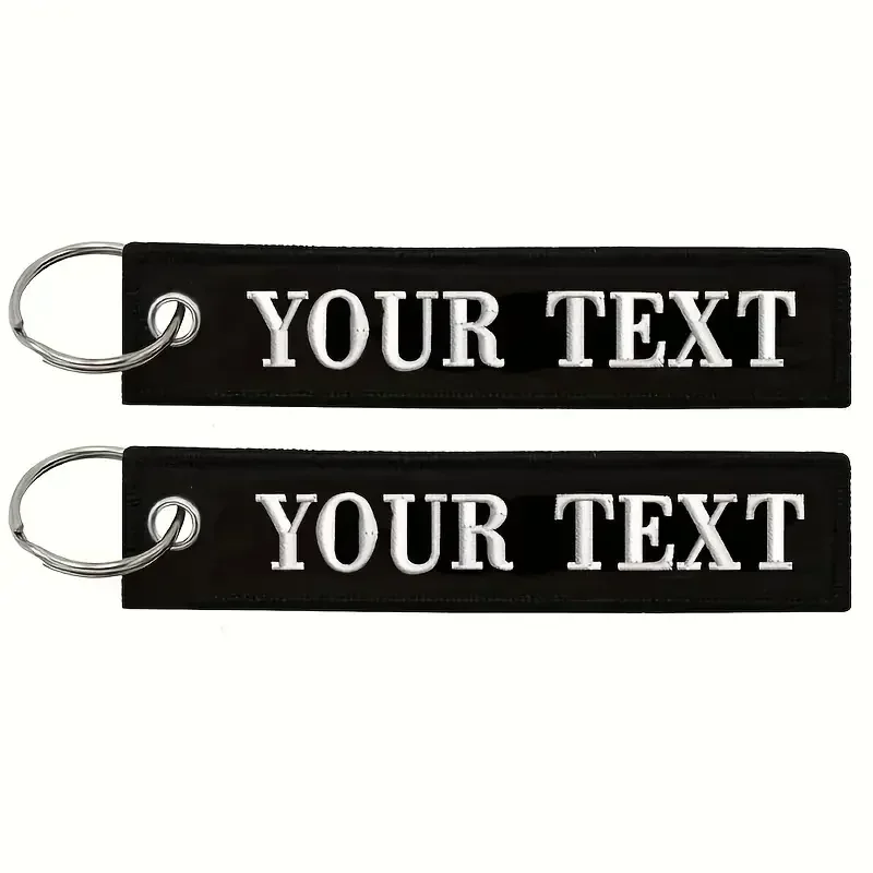 

Customize Logo Motorcycle Car Keychain Print Name Number Embroider Fabric Webbing Key Chain Strap Personalize Ribbon Keyring