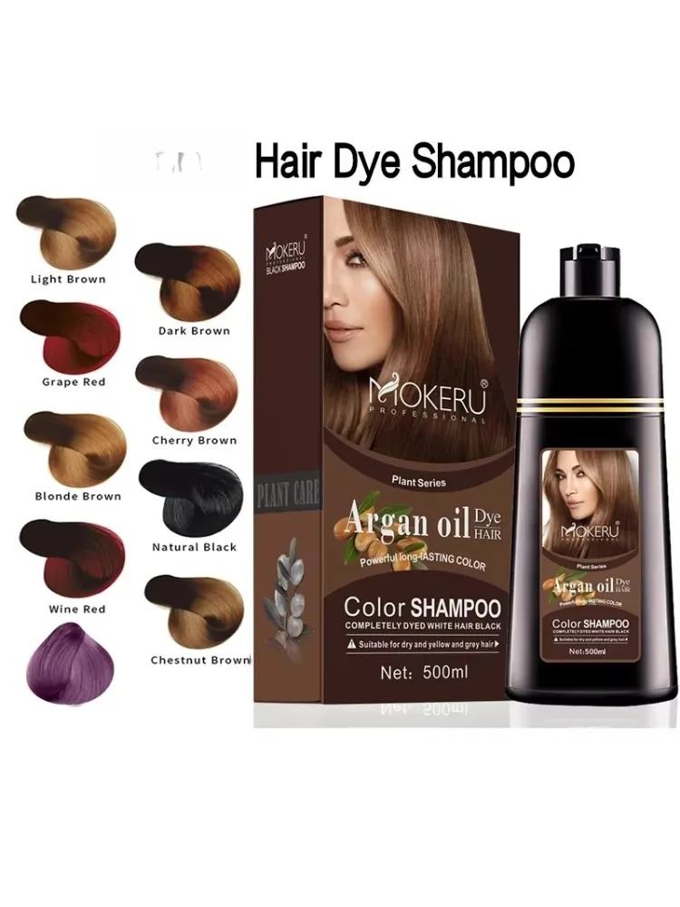 Natuurlijke snelle kleuring Arganolie voor haarverf Snelle haarkleuringsshampoo Langdurig voor mannen Vrouwen Professionele kleurstof 500 ml - afbeelding 2