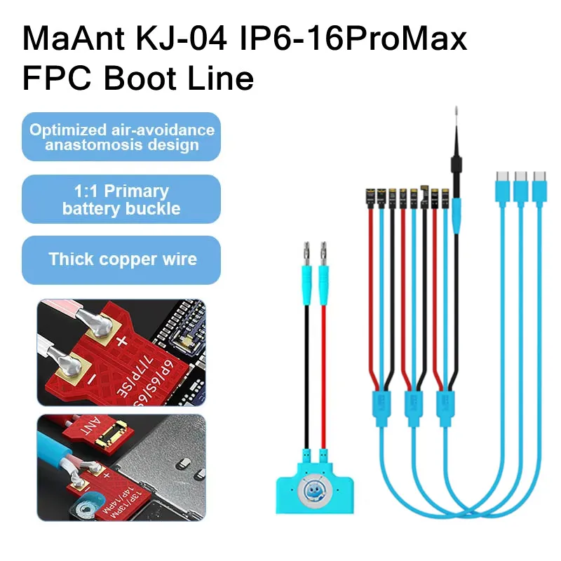 MaAnt KJ-4 Mobile Phone Boot Cable Set for IP6-16ProMax SAM HW DC Power Supply Current Testing Line