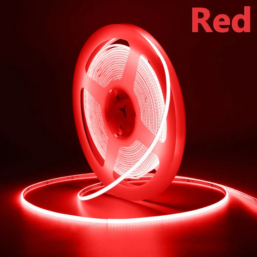 100M COB Led Strip Lights Soft Flexible FCOB DC12V/24V 8mm 480leds/m Warm Cold White Red Blue Yellow for Decor Lighting Dimma