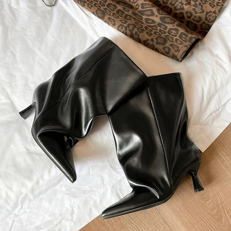Autumn Winter Pointed Toe Women Thin Heel Ankle Boots Street Style Slip On Party Short Botas Mujer