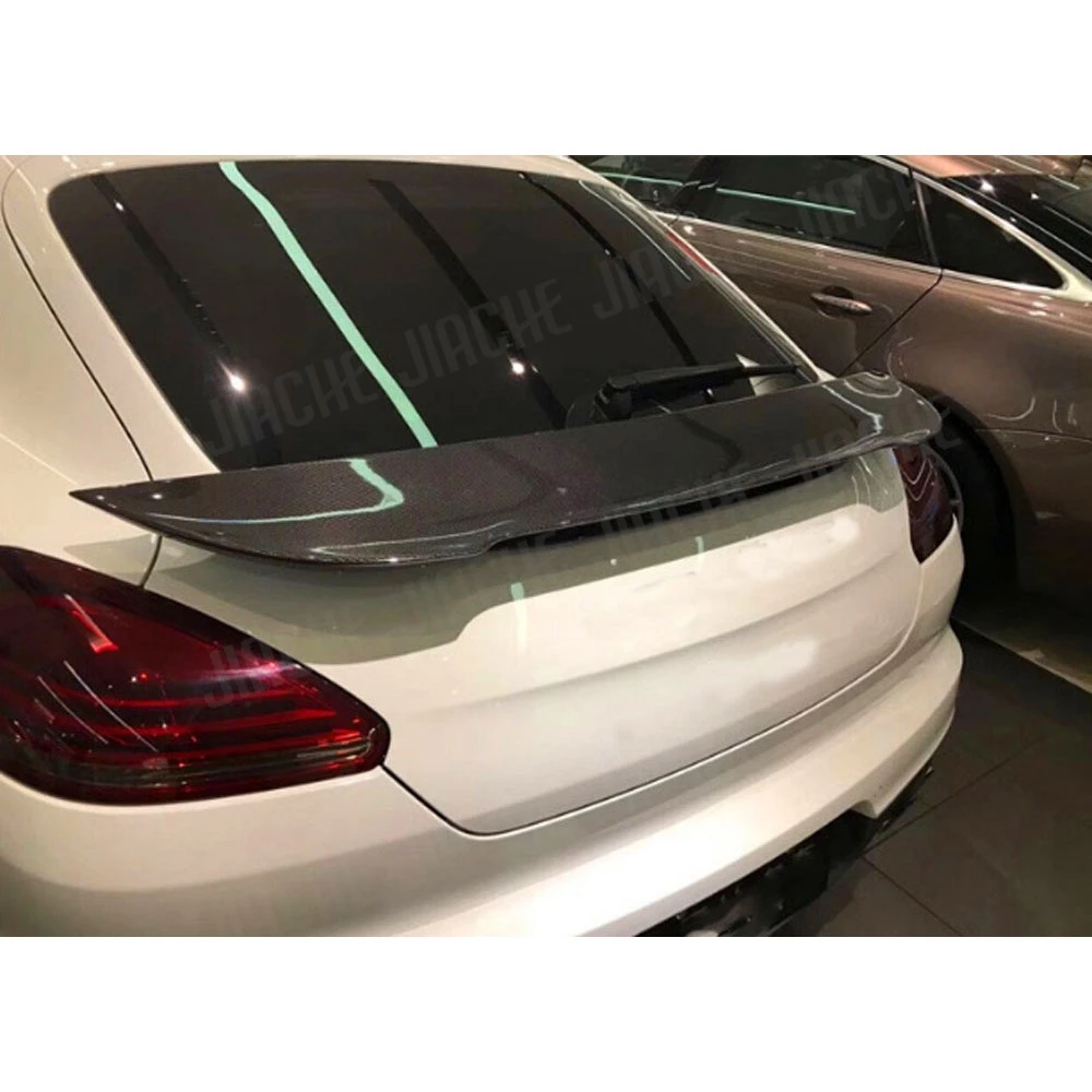 JIACHE Carbon Fiber Car Racing Rear Spoiler Boot Trunk Tail Double Wings For Porsche Panamera S 970 971 2010-2016