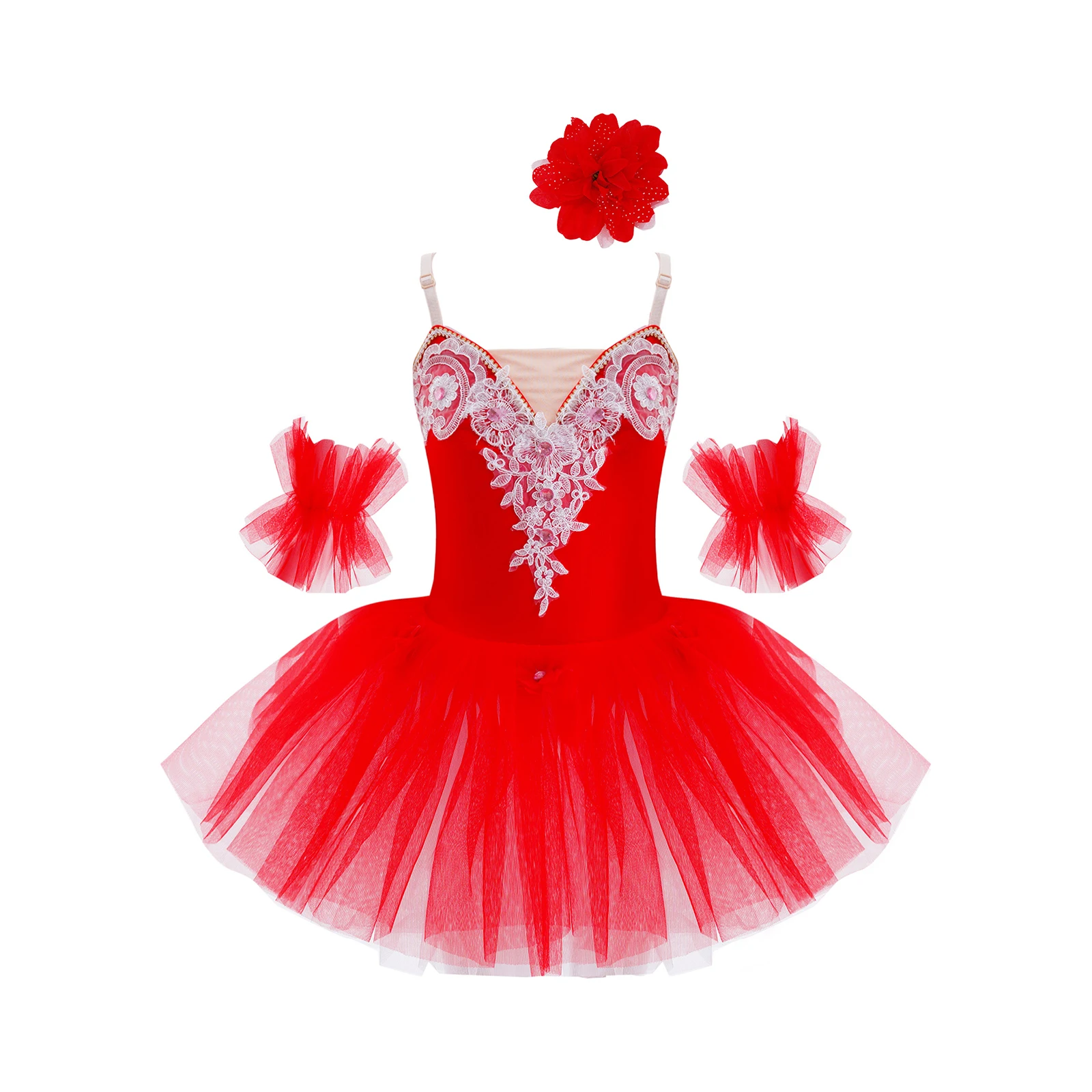 Children Swan Dance Dress Girls Ballet Tutu Sleeveless Sequin Rhinestone Mesh Leotard Dress Ballerina Stage Performance Clothes