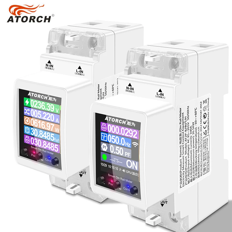 Imagem -05 - Tuya Smart Life Wifi Trilho Din Monitor de Controle Remoto Eletricidade Kwh Medidor de Energia At2p Ac110v 220v 100a 50hz 60hz Rs485