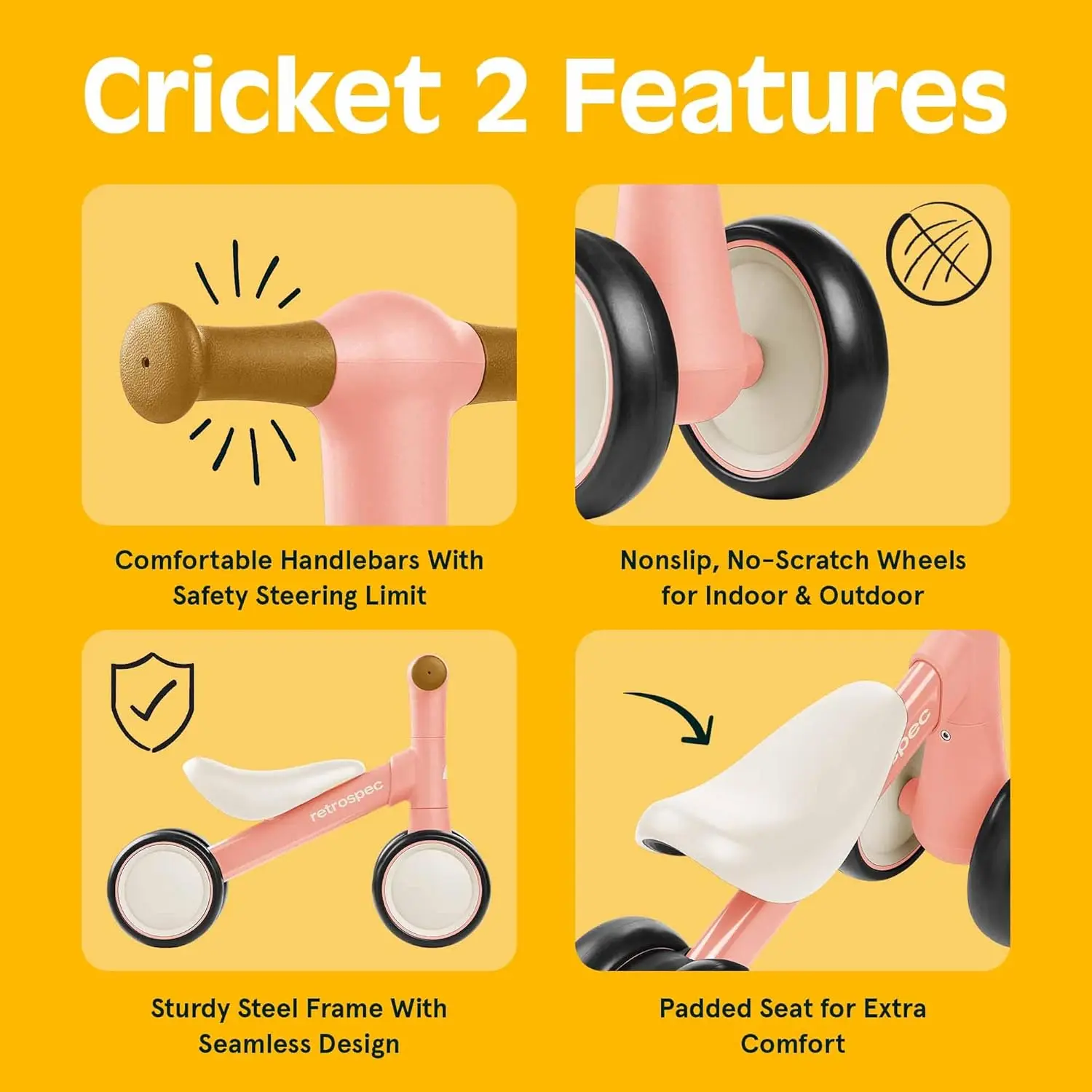 赤ちゃん用バランスバイク,12〜24か月の1歳のおもちゃ,4輪,最初の誕生日プレゼント