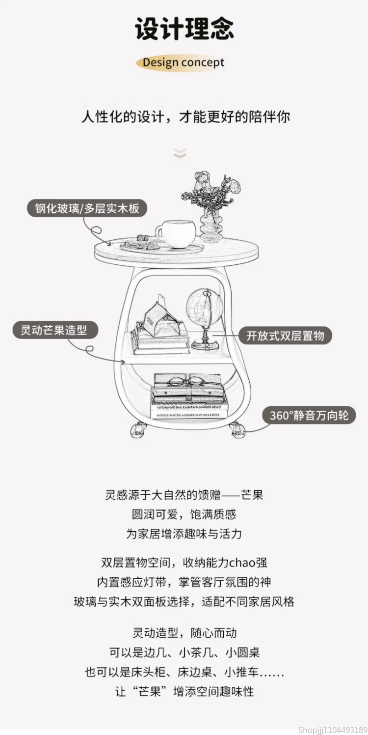 خزانة بجانب السرير كريمية - منظم تخزين بدون أدوات مع عجلات