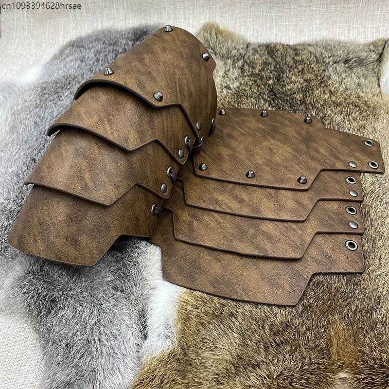 

2 Pcs Medieval Viking 4-layer Wrist Bracers Steampunk Armor Arm Vambrace Viking Pirate Knight Gauntlet Wristband Bracer Cosplay