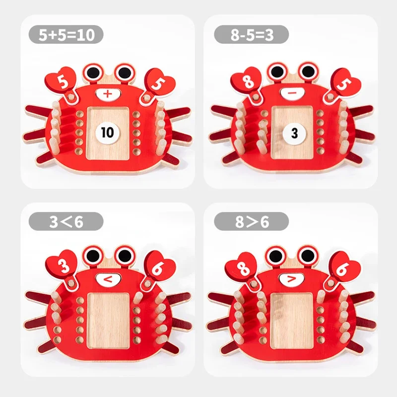 Houten Krab Teller Wiskunde Leermiddelen Wiskunde Logica Wiskunde Operatie Board Optellen En Aftrekken Speelgoed