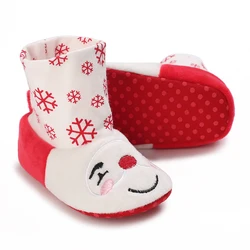 VALEN SINA Baby Booties Santa Foot Socks Baby Christmas Boots Lovely Snowflake Santa Design Winter Warm Slippers Anti-Slip Shoes