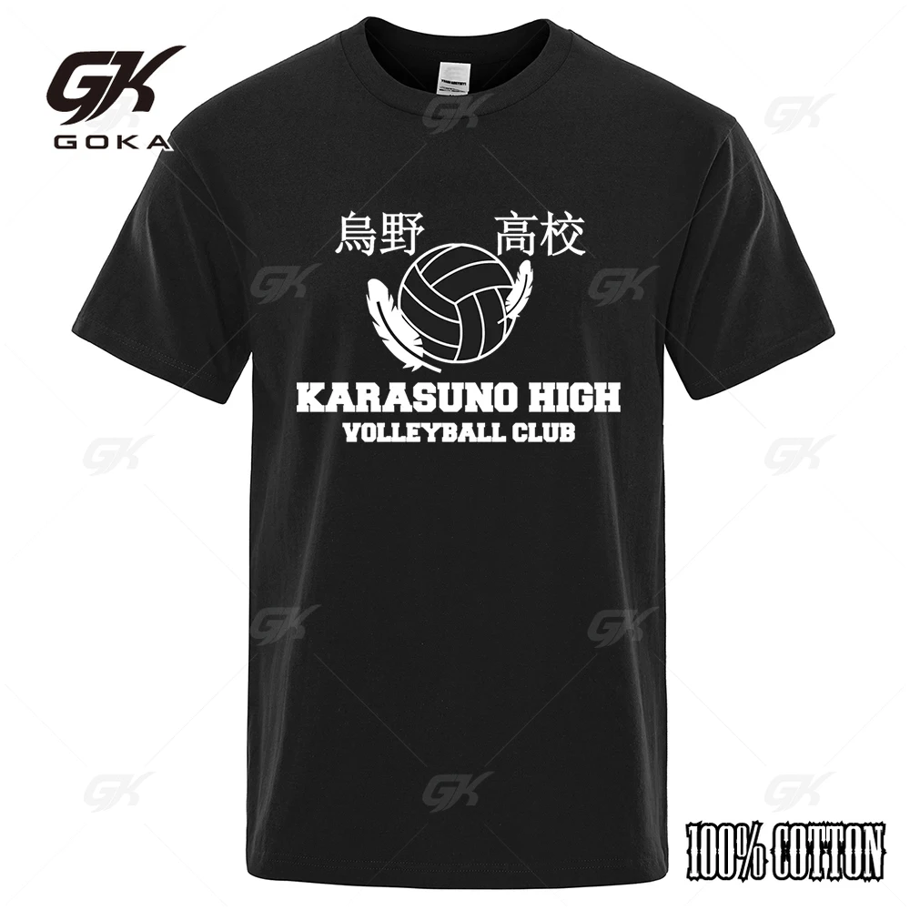 Haikyuu Karasuno High School Man T-Shirts Hip Hop Loose Tshirt Oversize Clothing Fashion Crewneck Tshirt Cotton Tops