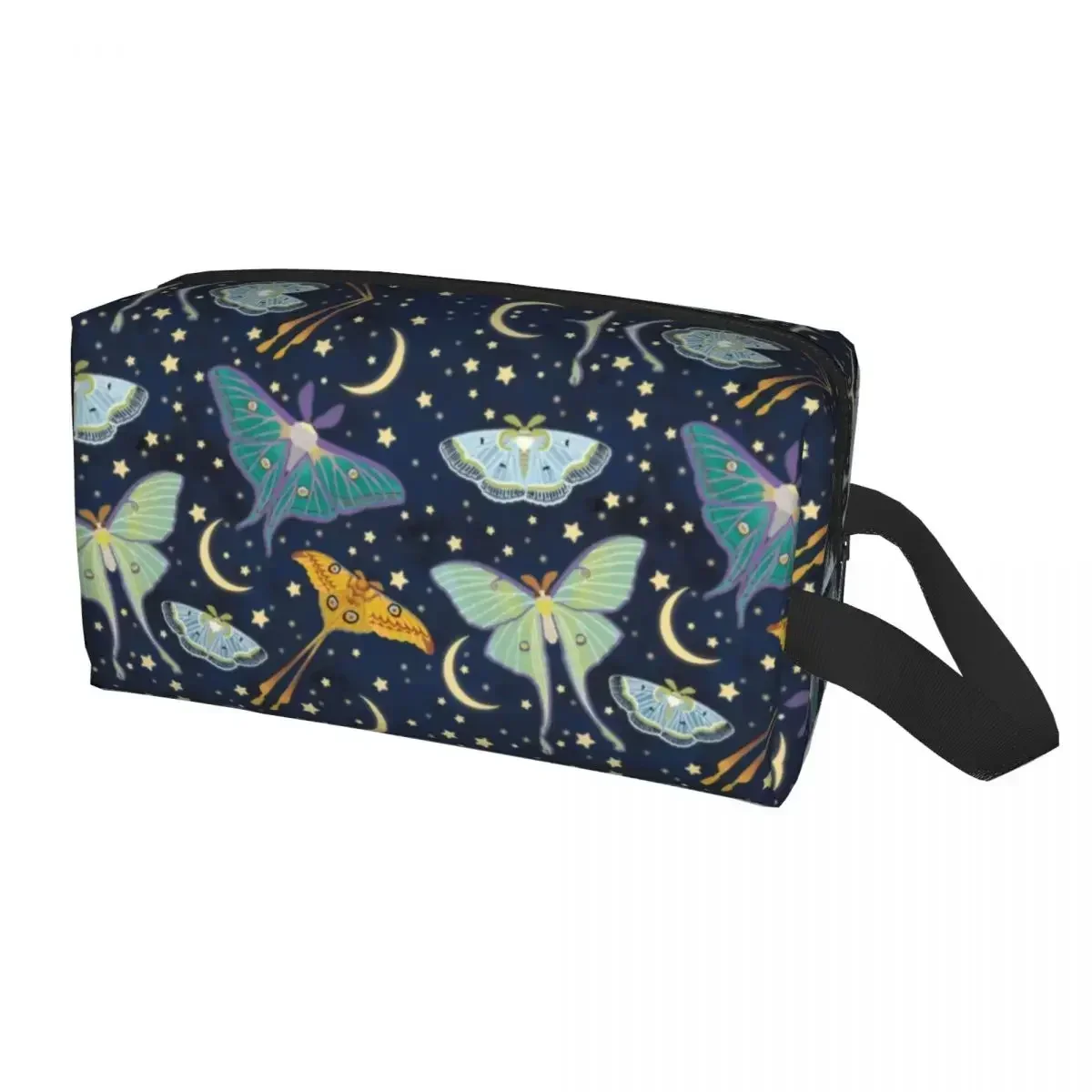 Moon Moth Pattern Makeup Bag Women Travel Cosmetic Organizer Kawaii Insect Storage Toiletry Bags