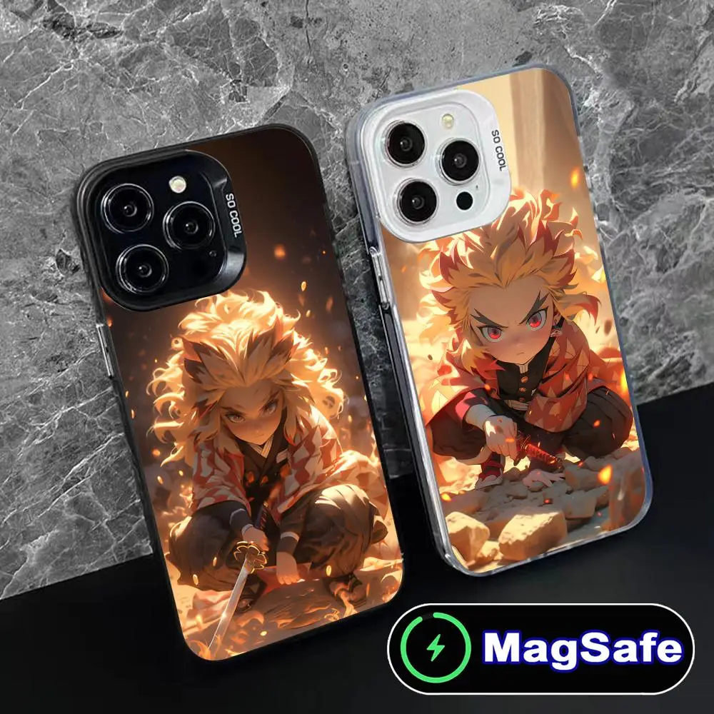 

Demon Slayer Rengoku Baby Phone Case for iPhone 16 15 14 13 12 11 Pro Max Plus MagSafe Translucent Colour Protective Cellphones