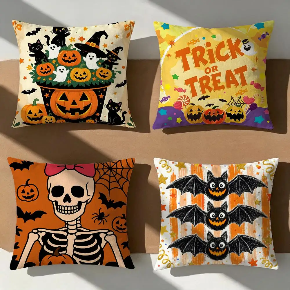 Candy Pumpkin Cat Cushion Cover Pillow Cover Nordic Minimalist Throw DoubleSided Print Cushion Case for Sofa Bedroom Decor