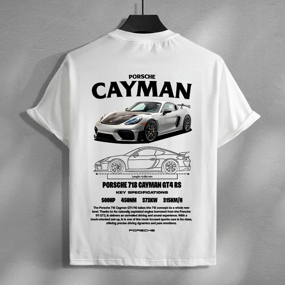 New car t-shirt design for Summer porsche cayman Motorcycle street car men's women's loose cotton round neck casual T-shirt