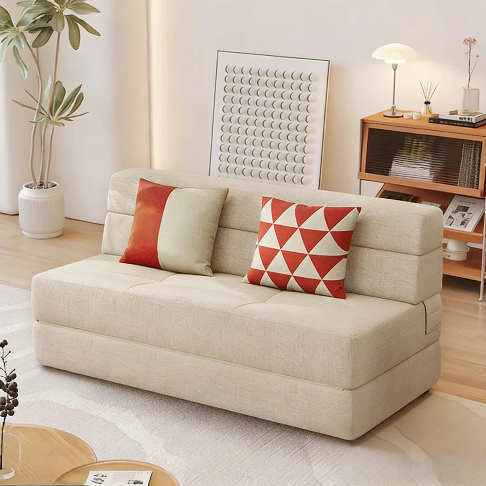 *Compression Sofa Bed Foldable Dual-use Minimalist Modern Small Apartment Living Room Bedroom Tatami Rental House Lazy Companion