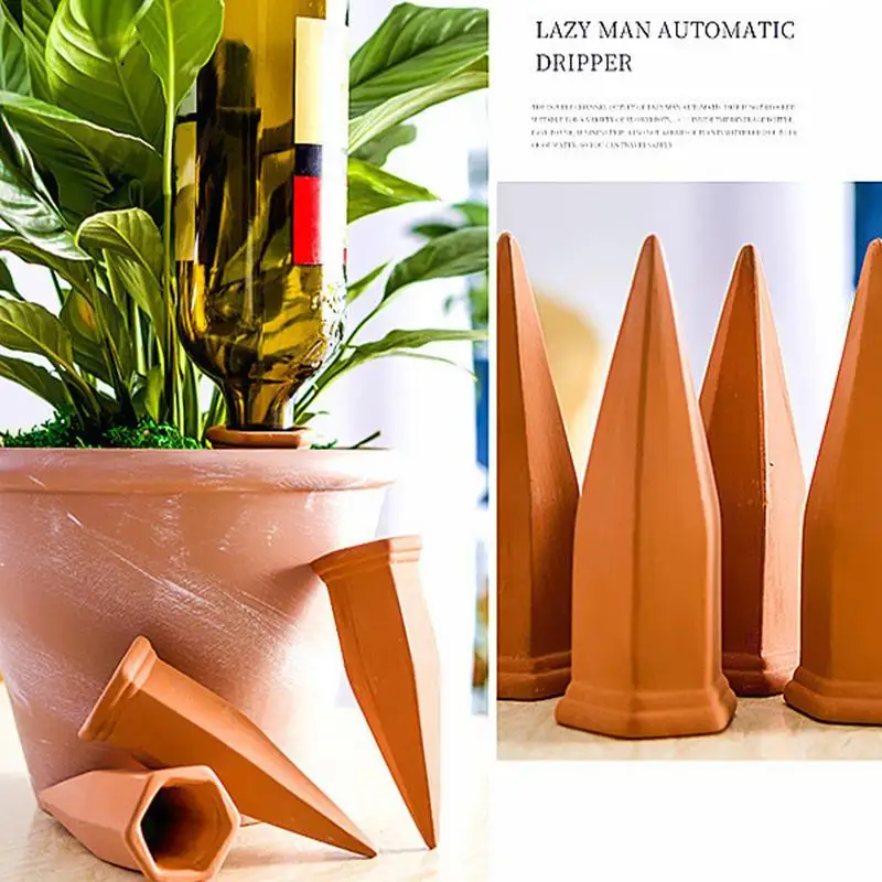 Plant Self Watering Spikes 4pcs Plants Self Watering Spikes In Terracotta Wine Bottle Indoor Outdoor Garden Waterer For Daisy