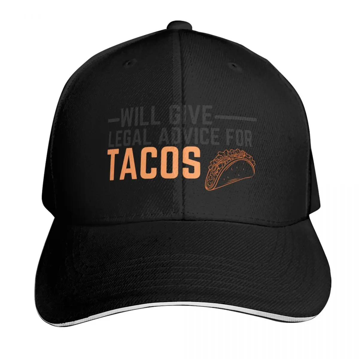 Casquette de baseball avec citation drôle sur les tacos pour avocats, casquette snapback grande taille pour hommes et femmes