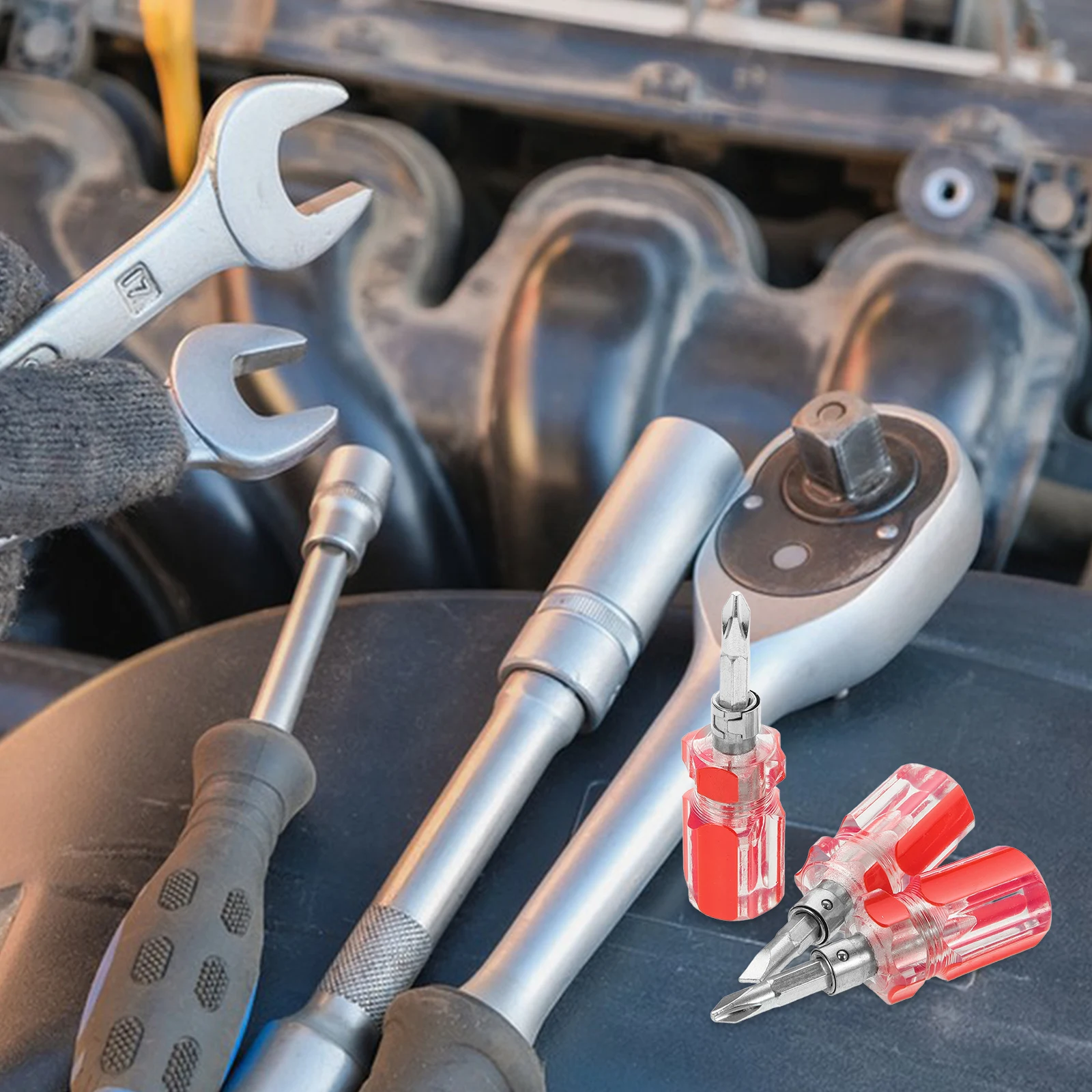 

3Pcs Screwdriver Set Small 2-in-1 Short Handle Flat Head Cross Compact Portable High Carbon Steel Tool for Tight