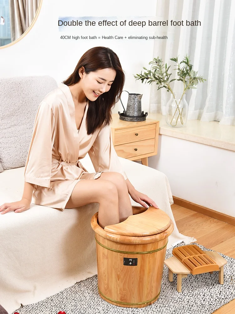 Foot Bath Foot Washing Wooden Bucket Household Wooden Footbath 40cm over Calf Health Foot Bath Wooden Basin Solid Wood