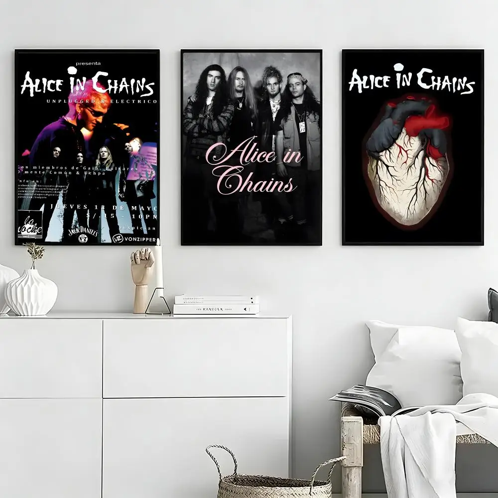 Band Alice in Chains Poster Self-adhesive Art Waterproof Paper Sticker Coffee House Bar Room Wall Decor